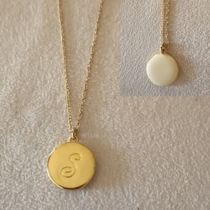 NEW "S" Initial pendant necklace - reversible cream enamel back
